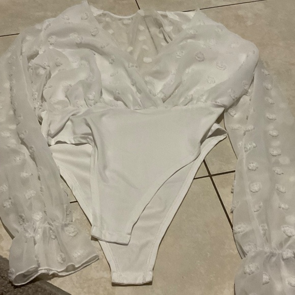 Black and White Body Suit Tops - Picture 2 of 3